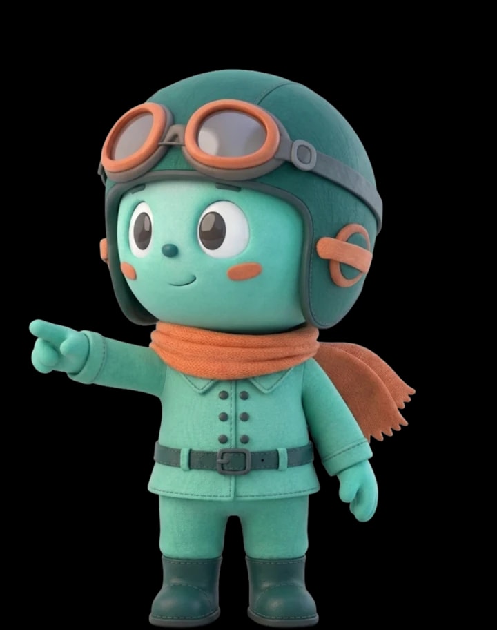 Pilou, la mascotte de PilotKiné, montre une étape du parcours